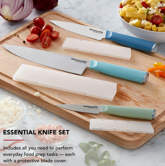 KitchenAid Classic Juego de Cuchillos de Chef de Acero Inoxidable de 3 Piezas
