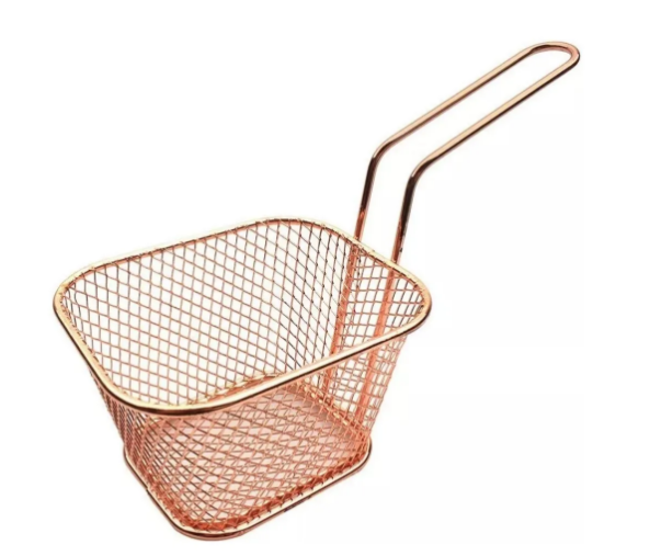 Mini Cestas Cuadradas Para Freír Color Oro Rosa