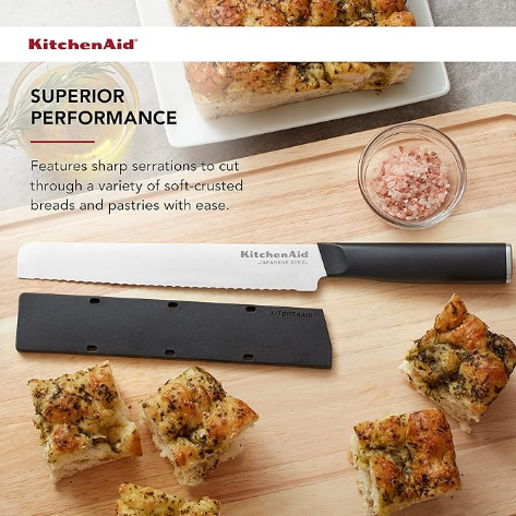 KitchenAid Cuchillo Clásico Dentado Para Pan Con Cubierta De Cuchilla a Medida
