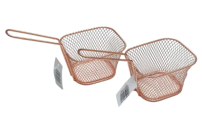 Mini Cestas Cuadradas Para Freír Color Oro Rosa