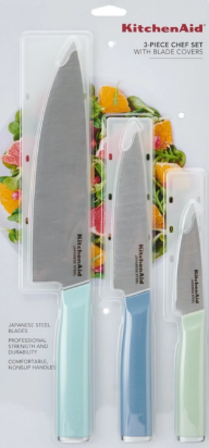 KitchenAid Classic Juego de Cuchillos de Chef de Acero Inoxidable de 3 Piezas