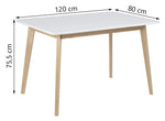 Mesa tapa blanca patas madera abedul 120x80 cm